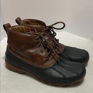 Sperry Men's Brewster Brown Leather and Black Rubber Boots Sz 11